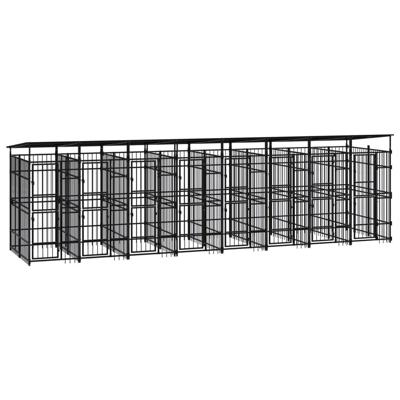 Hondenkennel met dak 14,75 m² staal