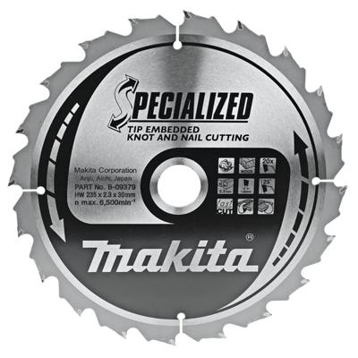 Makita Cirkelzaagblad voor Hout | Specialized: Noest/Spijker | Ø 235mm Asgat 30mm 20T - B-09379