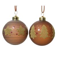 Kerstbal glas d8 cm kaneel 3 stuks KSD - Ksd - thumbnail