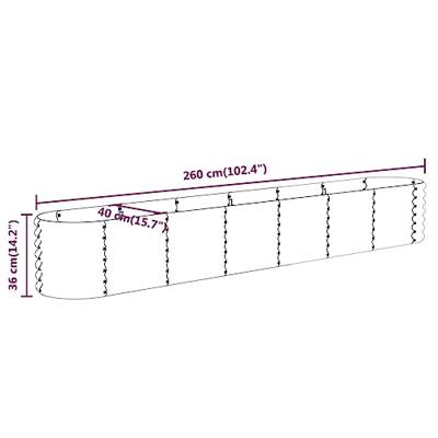 VidaXL Plantenbak 260x40x36 cm gegalvaniseerd staal groen