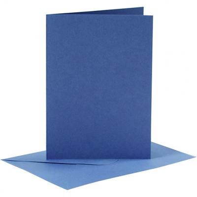 Creotime set van 6 blanco kaarten en enveloppen 10,5x15 cm blauw Creotime set van 6 blanco kaarten en enveloppen 10,5x15 cm blauw