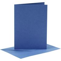 Creotime set van 6 blanco kaarten en enveloppen 10,5x15 cm blauw - thumbnail