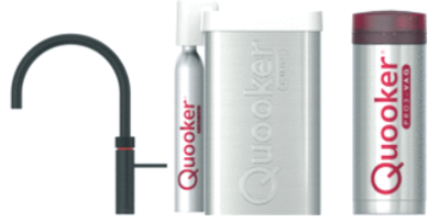 Quooker Cube Fusion Round Mat Zwart met Pro3-VAQ Boiler
