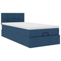 Ottoman bed met matras en LED's 140x200cm stof blauw - thumbnail