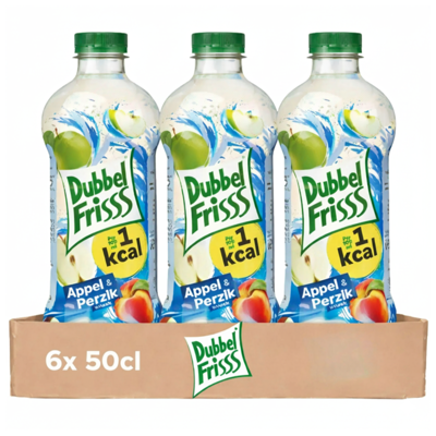 DubbelFrisss appel perzik 1kcal pet (6x 50cl) DubbelFrisss appel perzik 1kcal pet (6x 50cl)