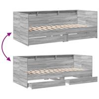 Slaapbank met lades zonder matras 90x200 cm grijs sonoma eiken - thumbnail