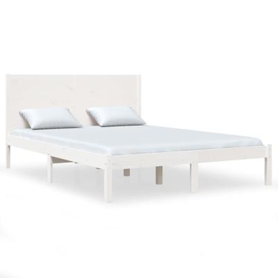 Bedframe zonder matras massief grenenhout wit 140x200 cm