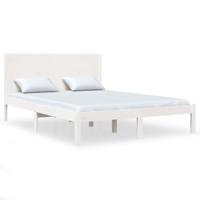 Bedframe zonder matras massief grenenhout wit 140x200 cm - thumbnail