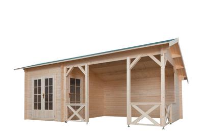 Interflex 6732 Blokhut 667x320 cm 40 mm vuren blank- Kapschuurdak- Onbehandeld vurenhout- Interflex