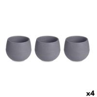 Pottenset Antraciet Plastic 16,5 x 16,5 x 14,5 cm (4 Stuks) - thumbnail