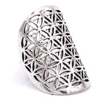 Ring Bloem des Levens Messing Zilverkleur - thumbnail