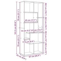 Kamerscherm / boekenkast 67x25x161,5 cm hout oud houtkleur - thumbnail