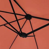Parasol dubbel dak met LED 449x245 cm terracottakleurig - thumbnail