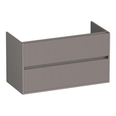 Brauer Adore Wavy - Onderkast - 100 cm - met 2 Softclose Lades Greeploos en 1 Sifon Uitsparing - Mat Taupe