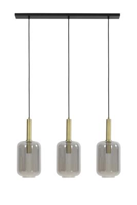 Light & Living Eettafel hanglampLekar 3x E27 - messing met smoke glas - 2946184