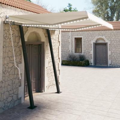 Luifel handmatig uittrekbaar met LED 3,5x2,5 m crèmekleurig