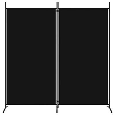 Kamerscherm met 2 panelen 175x180 cm stof zwart - thumbnail