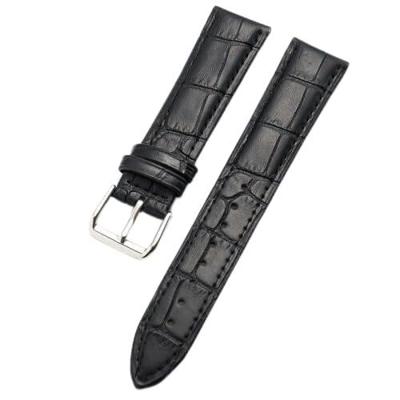 By Qubix - Compatible met Garmin Forerunner 970/570 (47mm) / 255 - Crocodile leren bandje - Zwart - Compatible Garmin bandje - Bandbreedte: 22mm