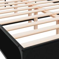 Bedframe LED bewerkt hout metaal zwart 140x190 cm - thumbnail