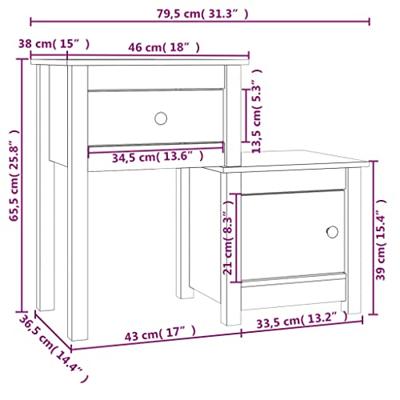 Nachtkastjes 2 st 79,5x38x65,5 cm massief grenenhout wit