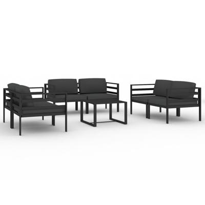 7-delige Loungeset met kussens aluminium antracietkleurig - thumbnail