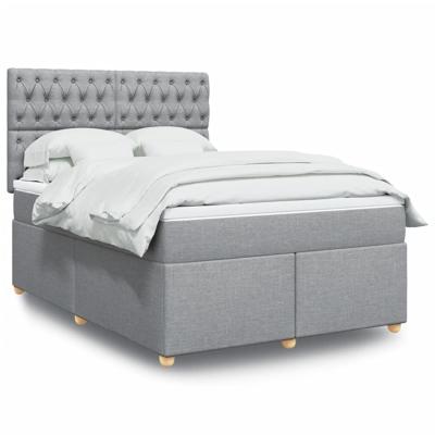 Boxspring met matras stof lichtgrijs 140x200 cm - thumbnail