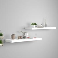VidaXL Wandschappen zwevend 2 st 80x23,5x3,8 cm mdf wit - thumbnail