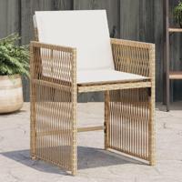 Tuinstoelen 4 st met kussens poly rattan beige - thumbnail