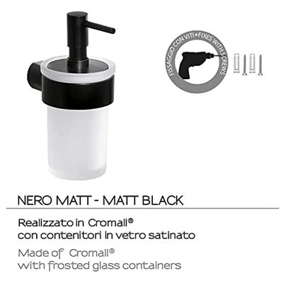 Zeepdispenser Sapho Pirenei Hangend 125 ML Mat Zwart / Satijnglas Sapho