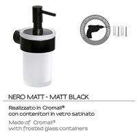 Zeepdispenser Sapho Pirenei Hangend 125 ML Mat Zwart / Satijnglas - thumbnail