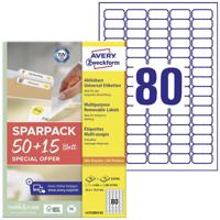 Avery-Zweckform L4732REV-65 Universele etiketten 35.6 x 16.9 mm Papier Wit 65 vellen Weer verwijderbaar Inkjet, Laser (zwart/wit), Laser (kleur), Kopiëren - thumbnail