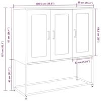 Dressoir 100,5x39x107 cm koudgewalst staal antracietkleurig - thumbnail