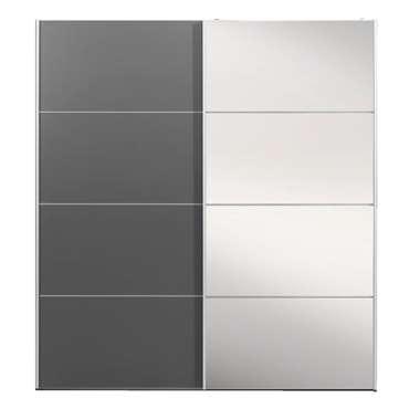 Schuifdeurkast Verona antraciet - antraciet/spiegel - 200x182x64 cm