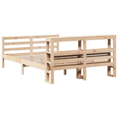 Bedframe met hoofdbord massief grenenhout 140x190 cm - thumbnail