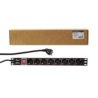 LogiLink PDU8C01 19 inch Stekkerdoos voor patchkast 1 HE Geaarde contactdoos Met schakelaar Zwart - thumbnail