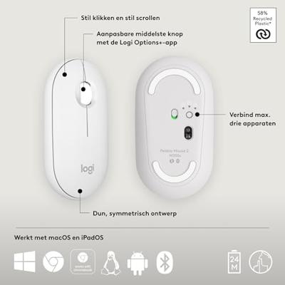 Logitech 910-007013 muis Reizen Ambidextrous RF-draadloos + Bluetooth Optisch 4000 DPI