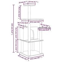 Kattenmeubel met sisal krabpalen 132 cm donkergrijs - thumbnail