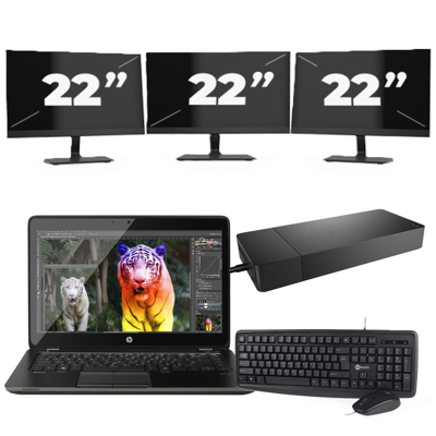 Lenovo ThinkBook 14 G2 - Intel Core i5-11e Generatie - 14 inch - 8GB RAM - 256GB SSD - Windows 11 Home + 3x 22 inch Monitor