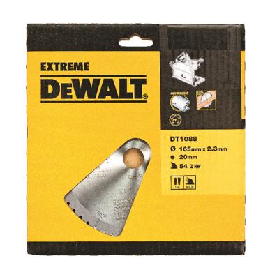 DeWALT Cirkelzaagblad voor Aluminium | Extreme | Ø 165mm Asgat 20mm 54T - DT1088-QZ