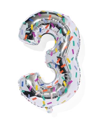 HEMA Folieballon cijfer 3 confetti XL