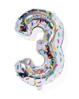 HEMA Folieballon cijfer 3 confetti XL - thumbnail
