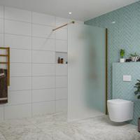 Fortifura Galeria inloopdouche - 110x200cm - mat glas - wandarm - Geborsteld koper PVD (Koper) SW915251/SW876702 - thumbnail