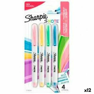 Set Viltstiften Sharpie S-Note Multicolour 4 Onderdelen 1-3 mm (12 Stuks)