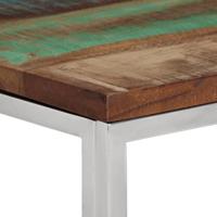 Wandtafel roestvrij staal en massief gerecycled hout zilver - thumbnail