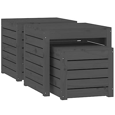 3-delige Tuinboxset massief grenenhout grijs