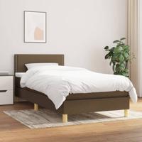 Boxspring met matras stof donkerbruin 200x200 cm - thumbnail