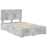 Bedframe met hoofdeinde Beton Grijs 120 x 190 cm Bewerkt hout - thumbnail
