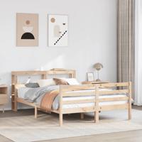 Bedframe met hoofdbord massief grenenhout wit 140x200 cm - thumbnail