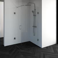 Brauer Void - Douchecabine met Draaideur - Helder Glas - 80x100x200 cm - incl. Glascoating - PVD RVS-Kleurig Geborsteld - thumbnail