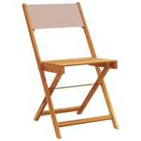 Bistrostoelen 2 st massief acaciahout en stof taupe - thumbnail